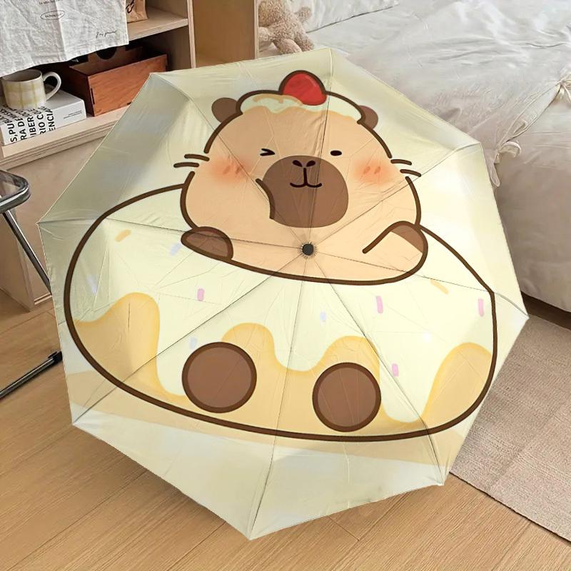1PC Bear Donut Umbrella-8-Rib Reinforced, Automatic Open, Lightweight & Durable, Cute Fashion Accessory for Outdoor-Y0373