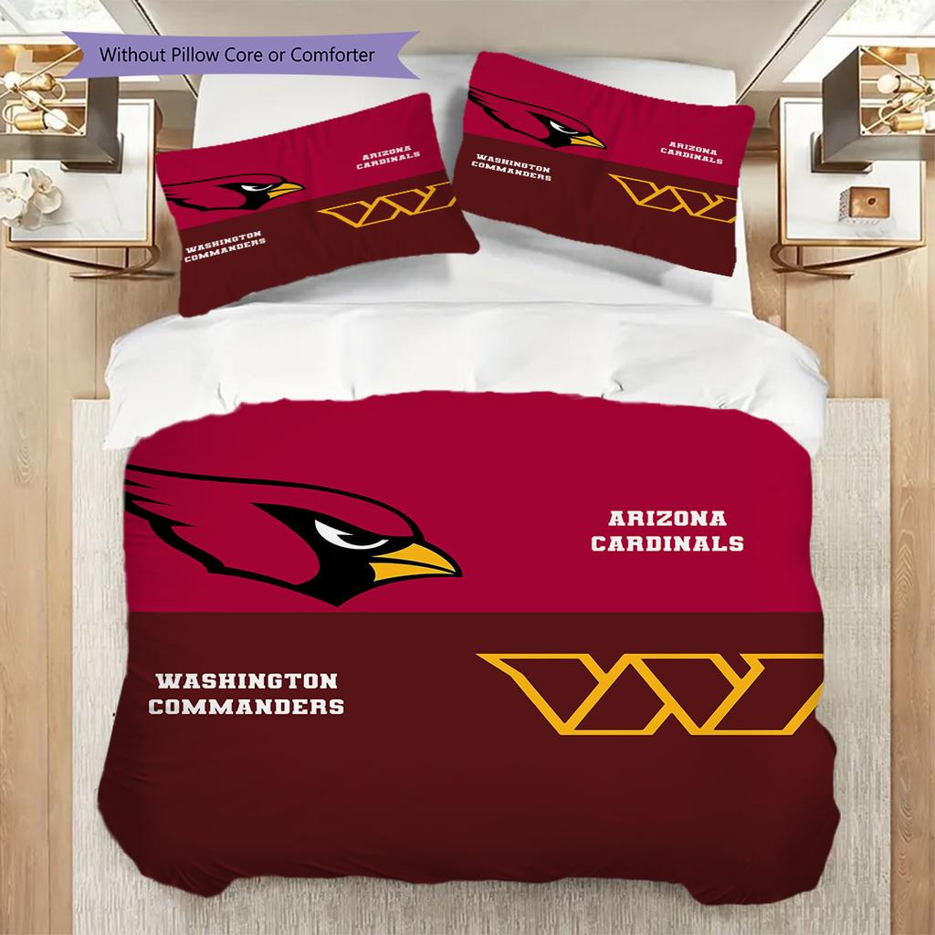 Arizona Cardinals Pattern Bedding Quilt Set Quilt Cover Pillowcase Home Decoration Birthday Gift (1 * Duvet Cover + 2 * Pillowcase, Without Core)