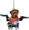 Acrylic Unique Dog Gun Car Ornament Festive Cartoon Style Decor For Auto Interiors