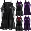 Damen Vintage Gotisch Schulterfrei Schnürung Mittelalterliches Kleid Halloween Cosplay Kostüme Karnevalsparty Hosenträger