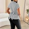 Women's Casual, Stylish, And Versatile Striped Short-sleeved Shirt