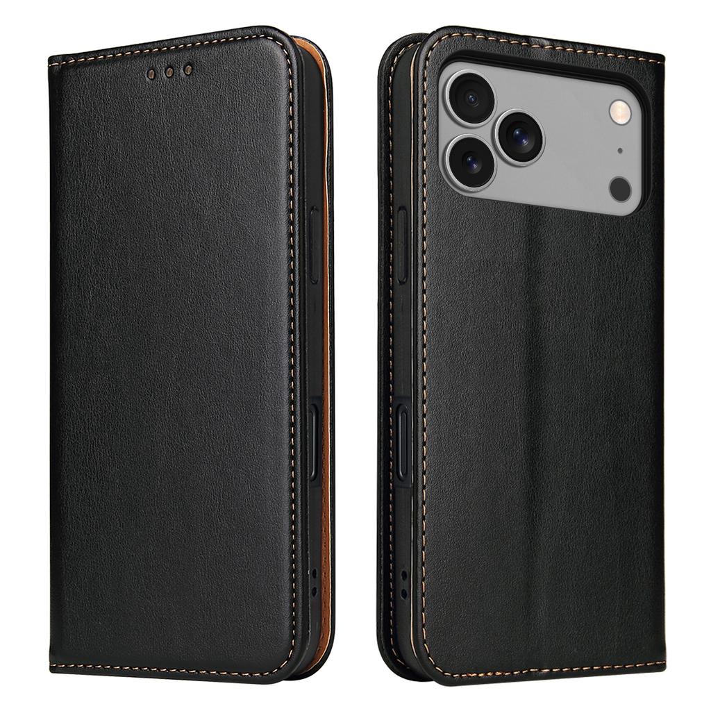 FIERRE SHANN For iPhone 17 Pro Case PU Leather Flip Stand Wallet Phone Cover