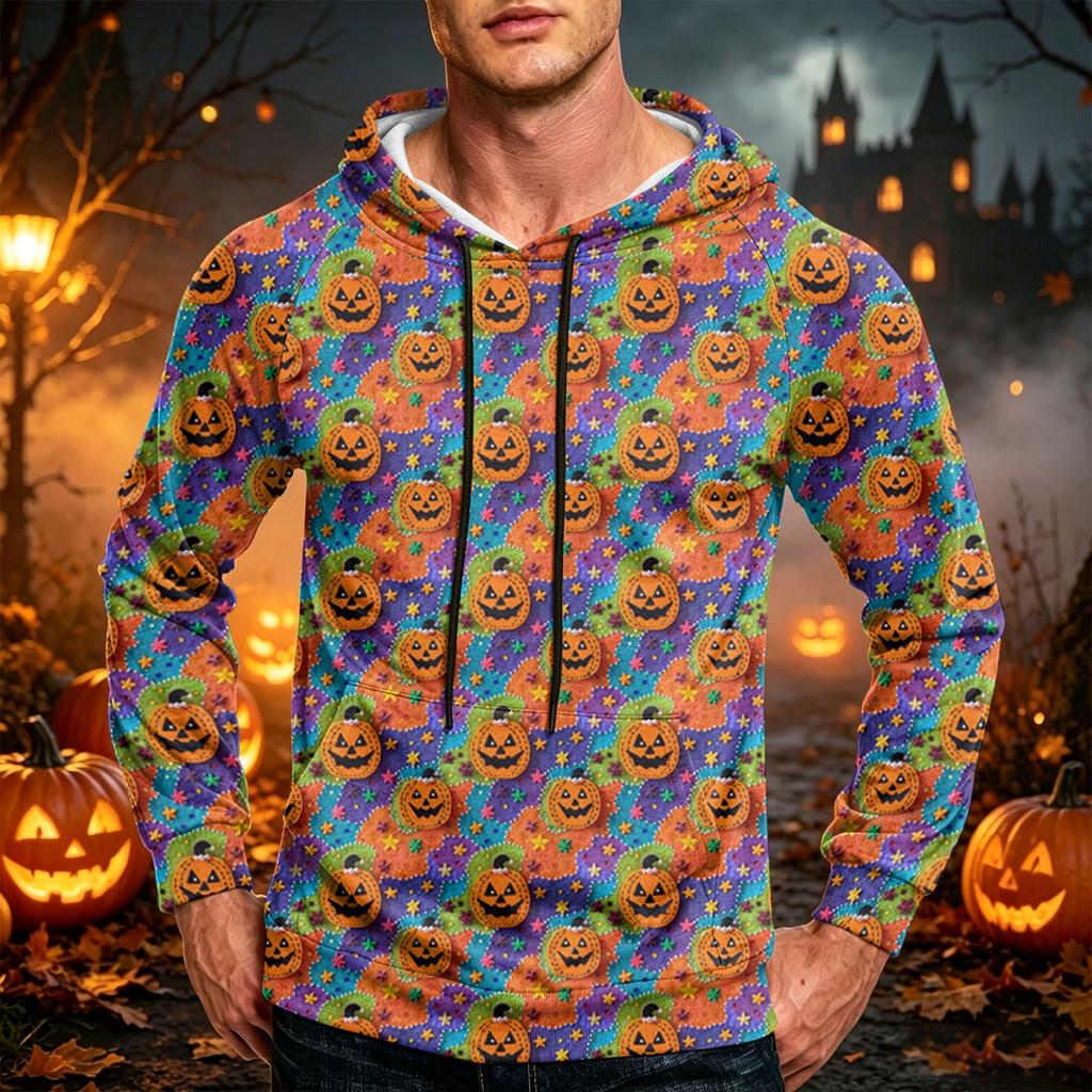 Men's Casual Loose Fit Hoodie with Pocket , Drawstring and Printed Design