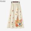 ZANZEA Women Casual Elastic Waist Loose Summer Floral Skirts