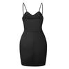 Women Casual Sexy Suspenders V Collar Color Dress With Slim Sheath Silhouette