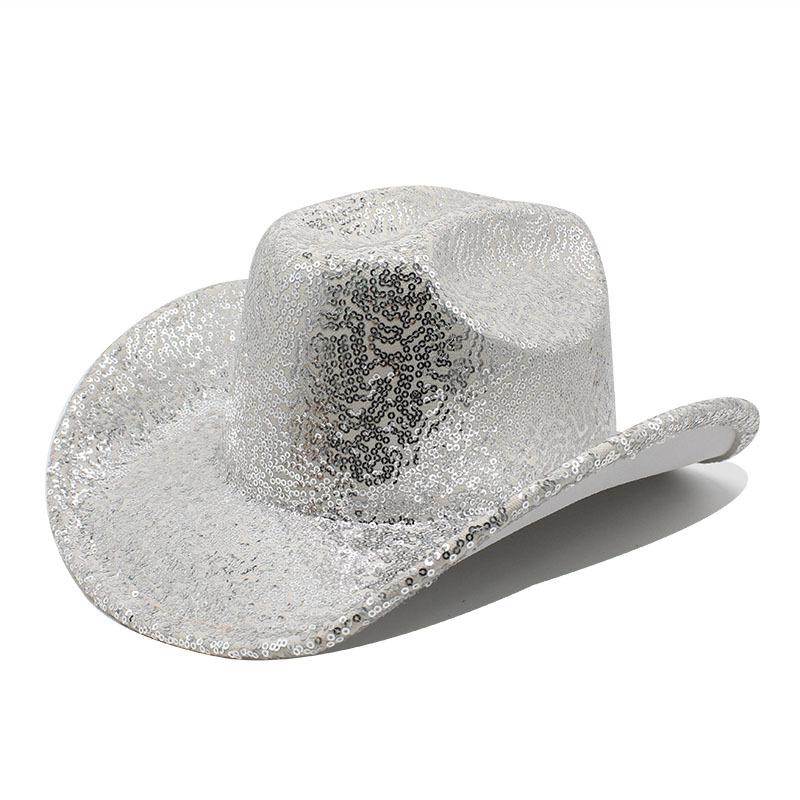 Party Gala Ball Show Cowboy Hat Festival Hat Wool Sequins Cool Jazz Top Hat