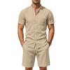 Men's Linen Shirt and Shorts Set Casual Relaxed Fit Summer Outfit