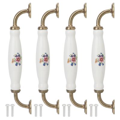 4 Set Maniglia in Ceramica Stile Europeo Interasse 160mm Maniglia Hardware per Anta Armadio Cassetto