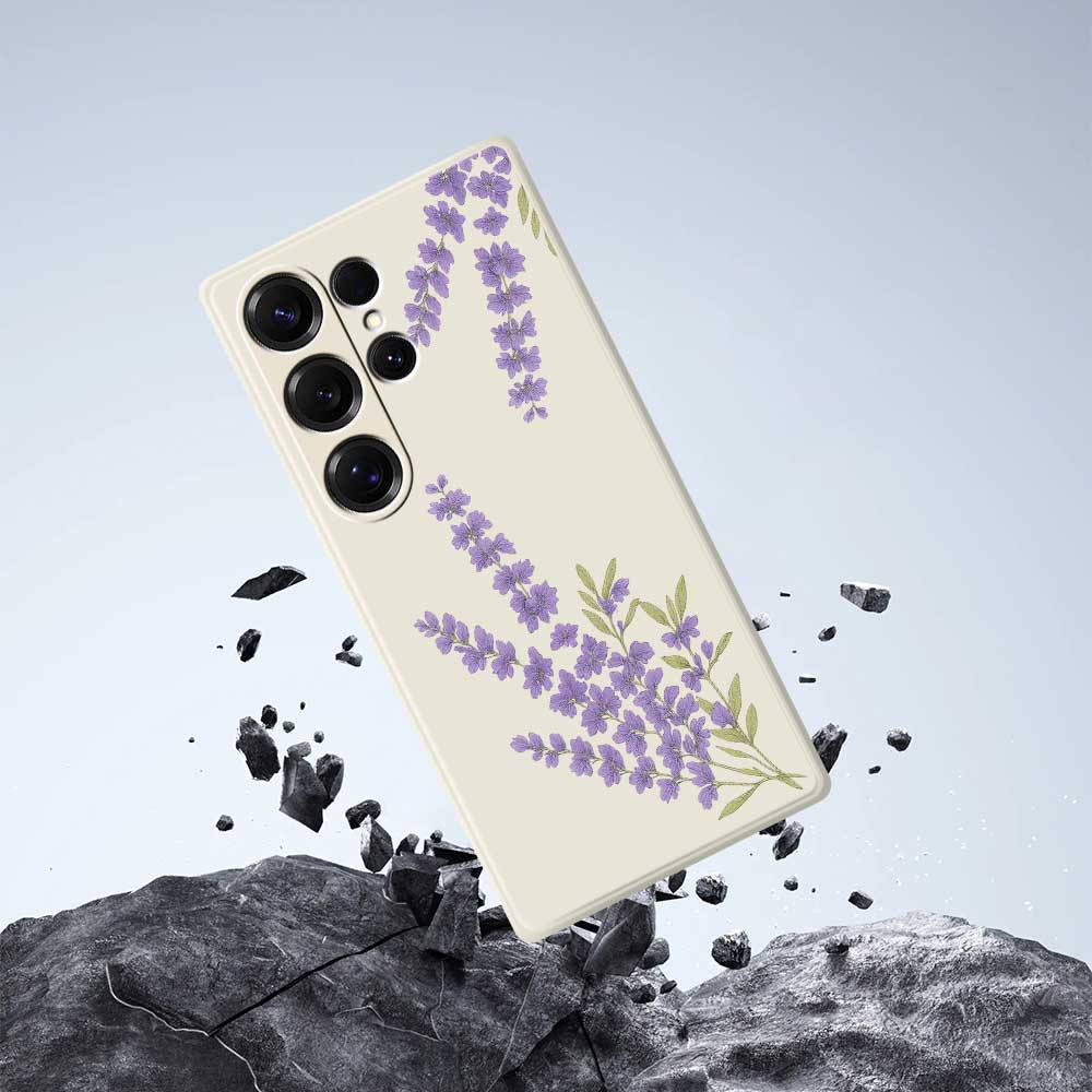 For Samsung Galaxy S25 Ultra Case Lavender Pattern Printing Straight Edge TPU Phone Back Cover
