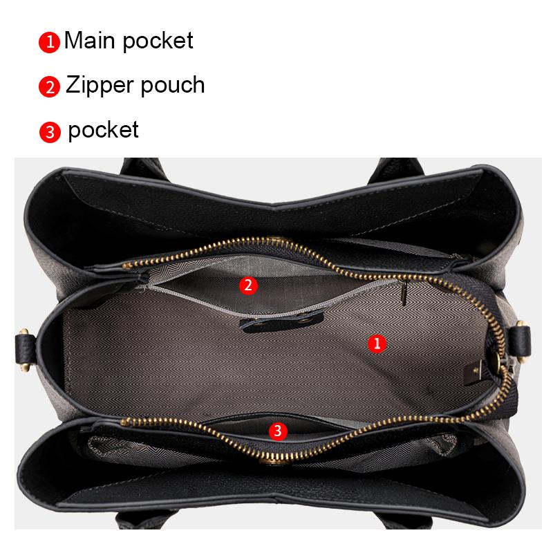 Fasjonabel damehåndveske med stor kapasitet, design med skjøting av krokodillemønster, svart allsidig mammaveske