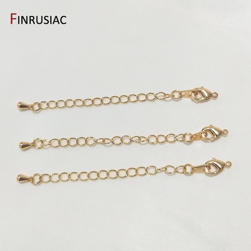

DIY Bracelet Necklace Extension Chain 14K Gold Plated Brass Lobster Clasps Tail Extender Chains for Jewelry Making Supplies 5 pieces