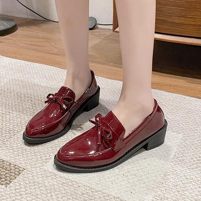 2025 Womens Shoes Patent Leather Women Loafers British Tassel Casual Female Flat Shoes Bowknot Comfortable Small  Shoes