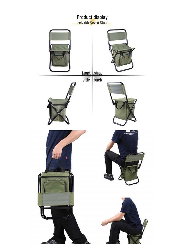 A1R Fishing Chair: Multifunctional Folding Outdoor Chair with Portable Ice Chest, Lightweight Backrest, and Fishing Stool.