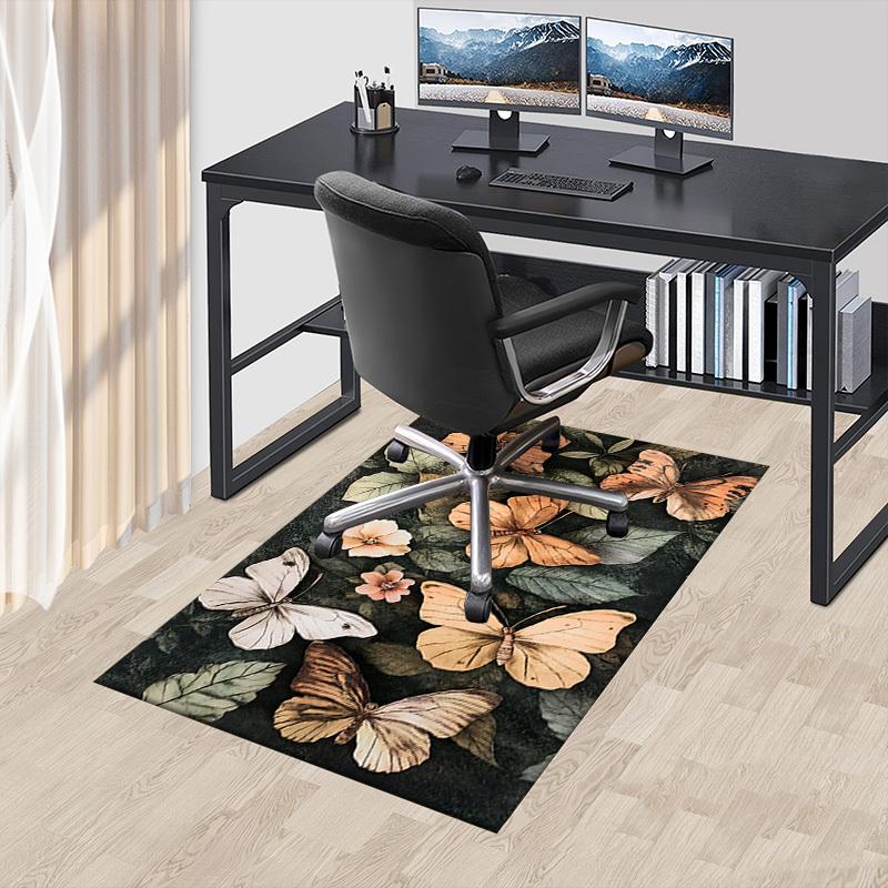 1pc Butterflies Flowers Carpet Anti Slip Polyester Floor Mat for office.Bedroom
