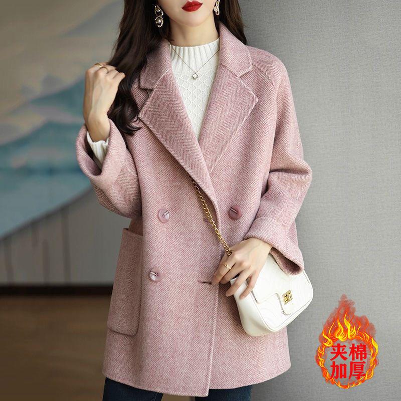 Woolen coat women's autumn and winter Korean version loose and thin versatile foreign woolen coat thickened medium and long coat