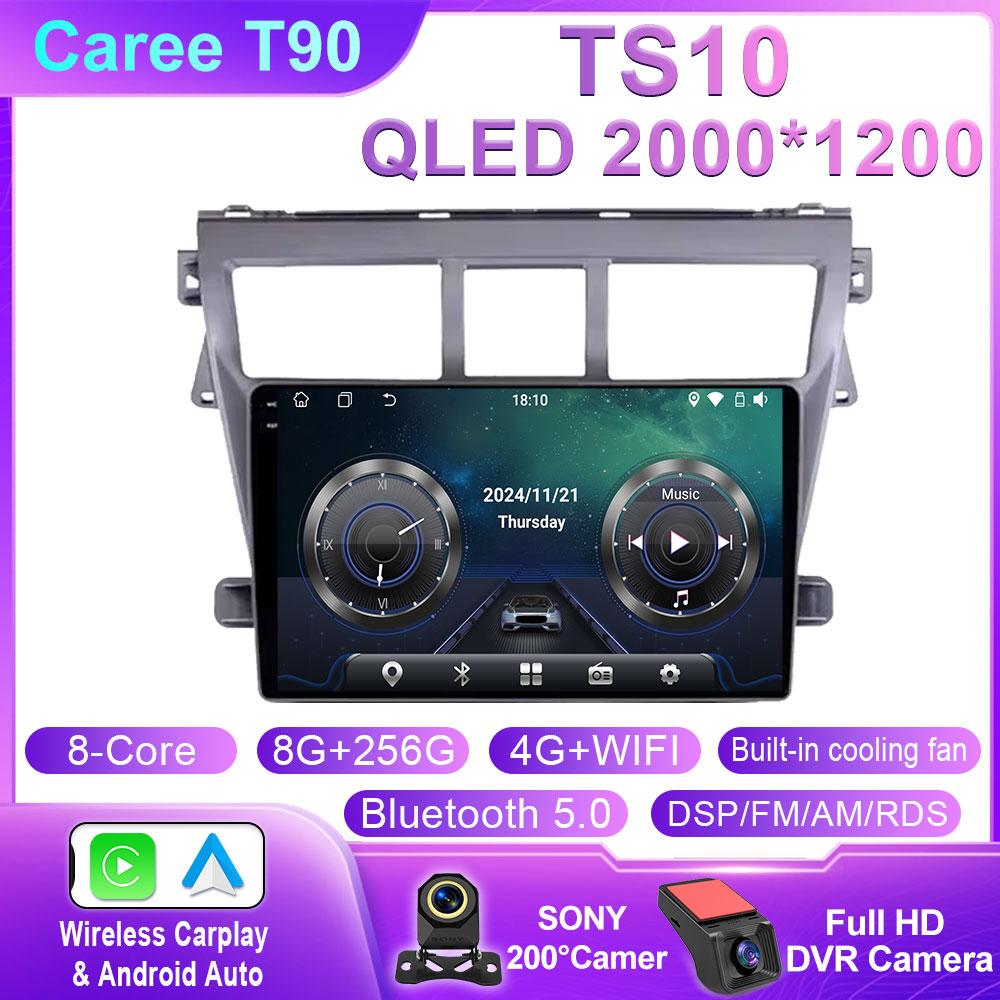 Car Android Auto For Toyota VIOS Yaris 2007 2008 2009 2010 - 2012 Car Radio Stereo Multimedia Player Carplay Auto GPS Navigation