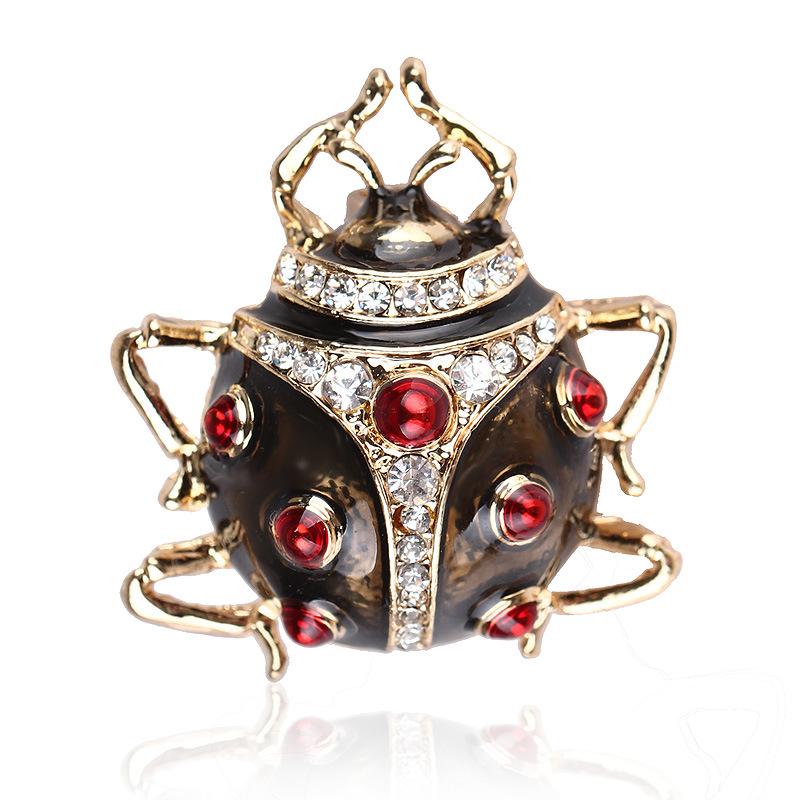 SKEDS Fashion Cute Ladybug Rhinestone Brooches For Women's Men's Clothing Insect Metal Enamel Pins Banquet Brooch Jewelry Gift