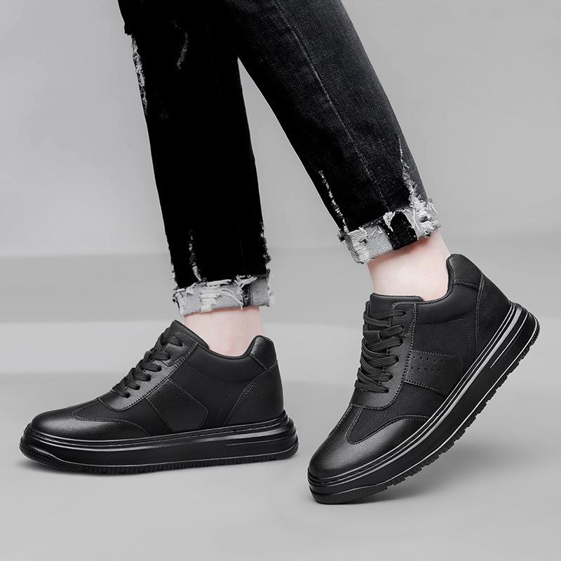 Invisible Height Boost Men's 8cm Breathable Thick Sole Running Casual Dad Shoes, Sports Board Shoes, White.