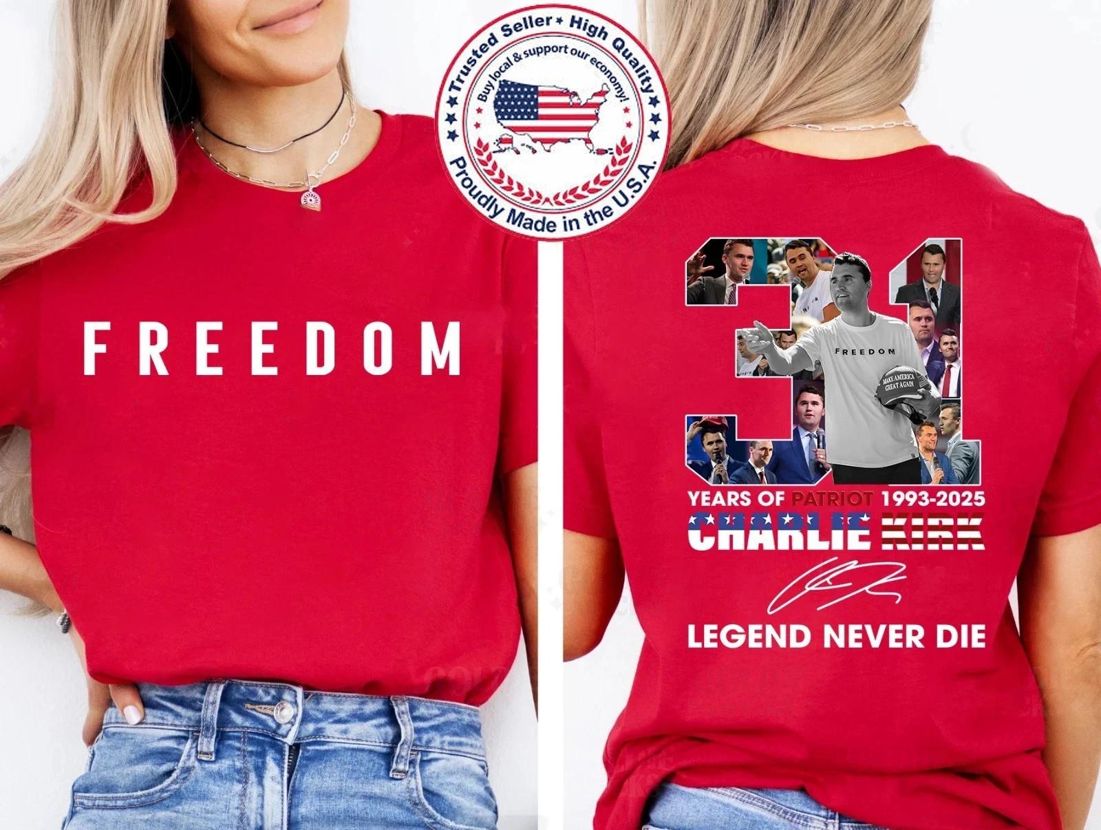 Freedom Charlie Kirk 31 Two Side T-Shirt Rest In Peace Charlie Kirk T-Shirt Gif S