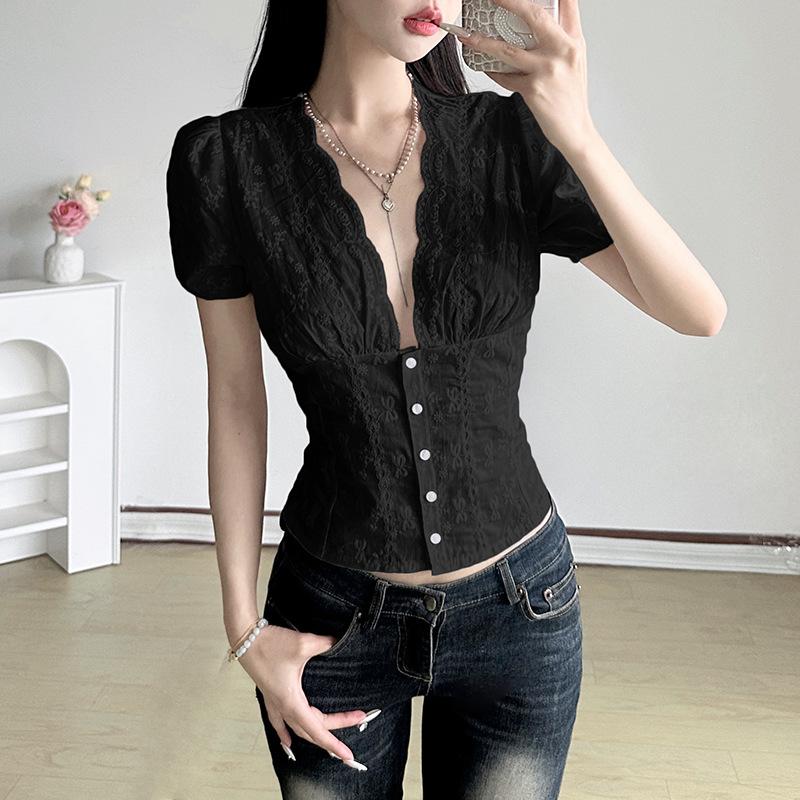 

Блузка с текстурой бантика на талии, рукава, V-образный вырез, кардиган на пуговицах, рубашка S чёрный