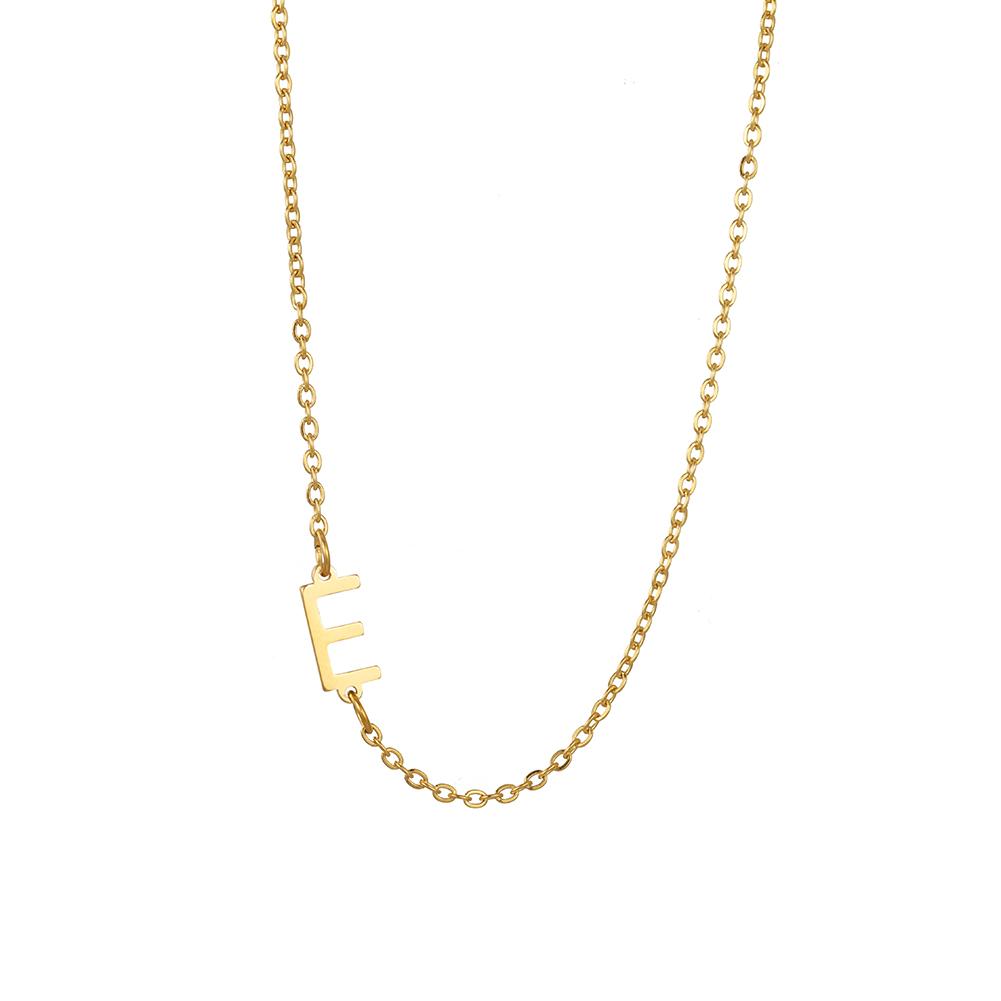 Cazador Sideways Tiny Letter Initial Necklaces A-Z Letters Necklace Stainless Steel Necklace For Women Gift Anniversary Jewelry
