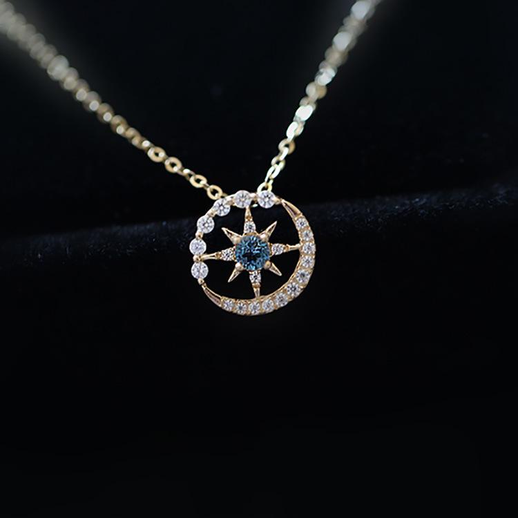 2022 Hexagram Star Trail Japanese Light Luxury Necklace, Gold-Plated s925 Silver, Niche Design for Women