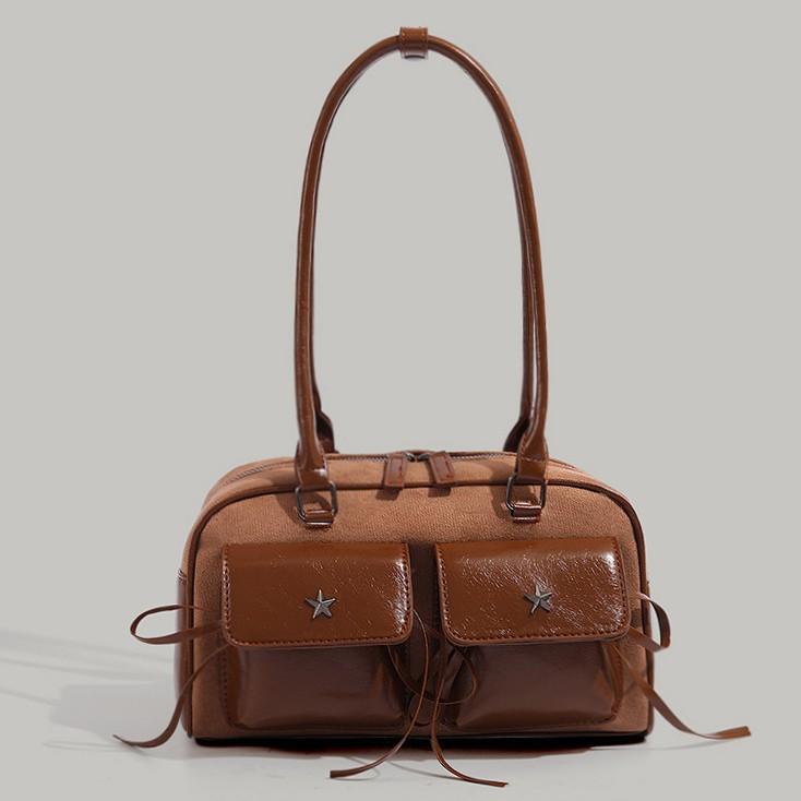 Vintage Bowling Underarm Bag for Women, New Autumn and Winter Large Capacity Boston Handbag, Commuting and Outing Shoulder Bag