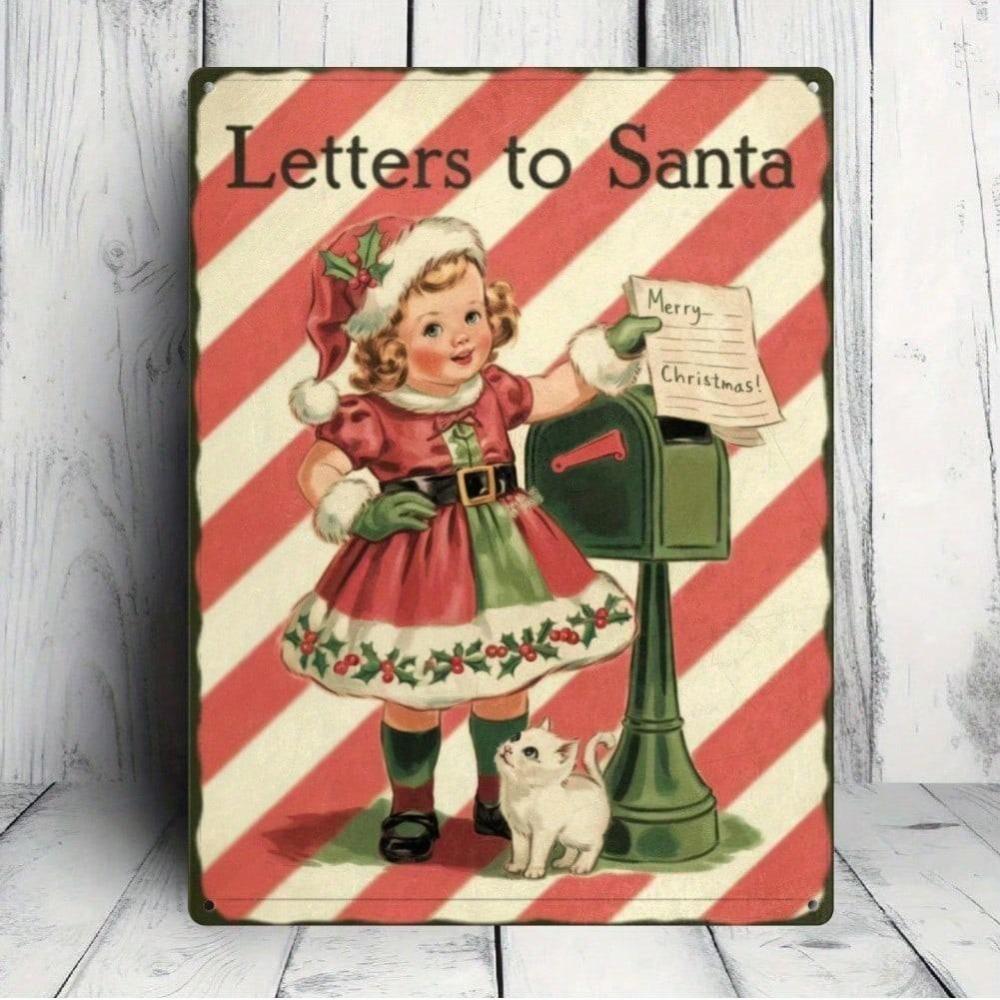 

Vintage Tin Sign 8x12 Inch Letter to Santa, Retro Wall Art Home Decor, Rustic Tinplate Painting for Living Room Bedroom, Easy to Hang 2pcs 20x30