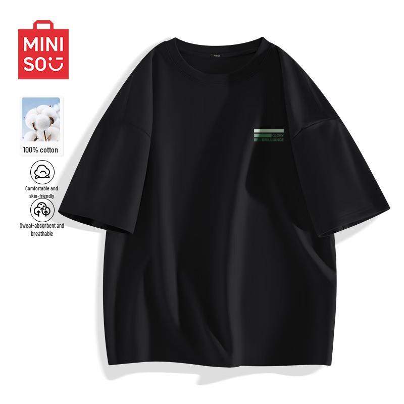 MINISO Men s Pure Cotton Round Neck Short Sleeve T-Shirt L