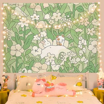 Tissu de fond de dessin animé mignon, tissu suspendu pour salle à vent, dortoir, aménagement de chambre à coucher, tapisserie de décoration de chevet