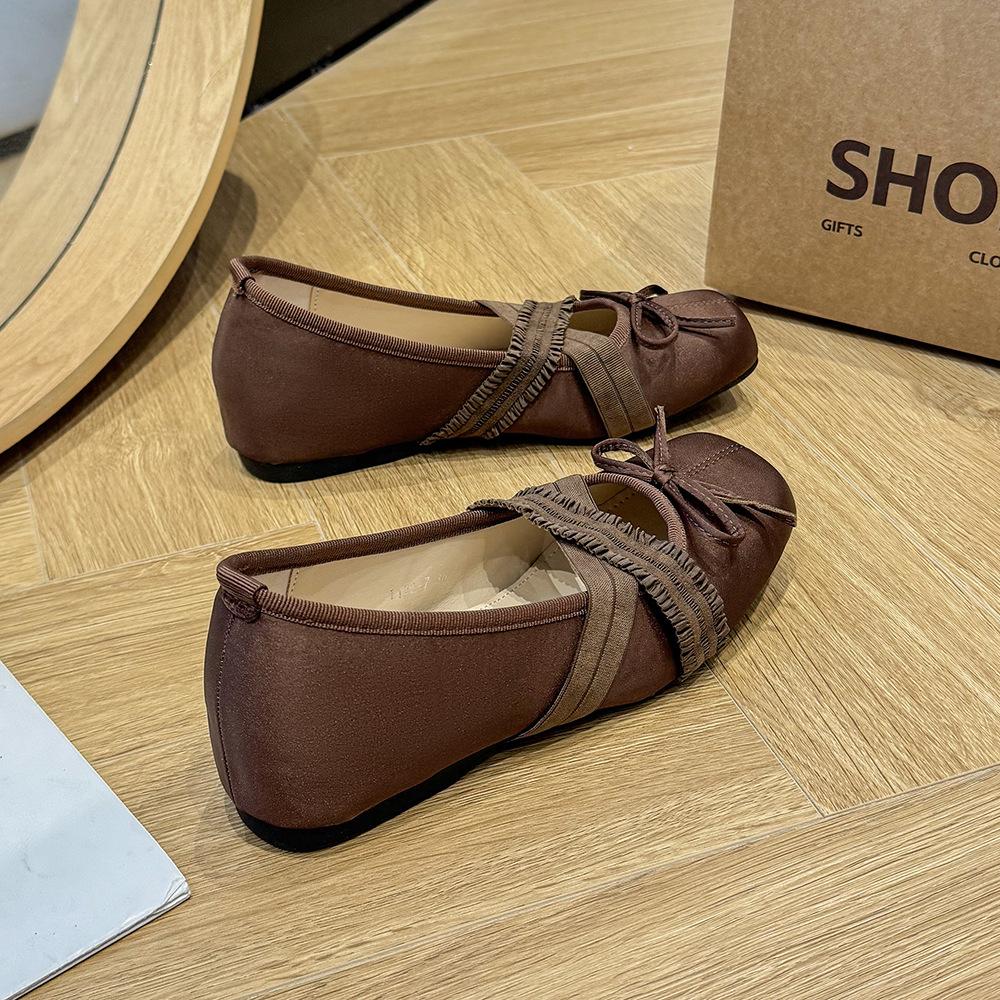Bow Satin Ballet Shoes Women's 2026 Spring New Casual Mary Jane Shoes Flat Commuter Shoes