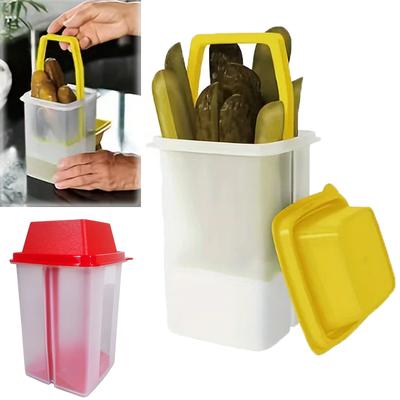 צנצנות חמוצים רב פעמיות - מיכל חמוצים ללא BPA עם מסננת לאחסון נקי של מזון תבלינים - עיצוב מכסה קל לפתיחה