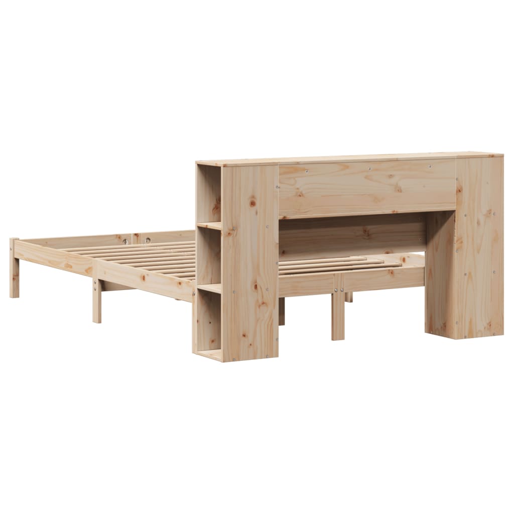 Solid Wood Bed with Shelf Without Mattress 135 x 190 cm Pine Wood