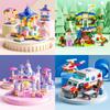 READY STOCK Mini 6 In 1 Building Blocks DIY Educational Play for Children Police Airplane&fire Truck&castle Model Building Blocks