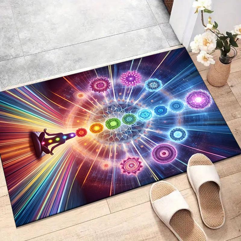

Crystal Velvet Meditation Chakras Printed Area Rug Carpet for Bedroom, Living Room, Home Office Decor, Rugs Mat, Fashion Mat Rug for Bedside 60cm x 90cm