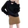 Solid Color Round Neck Knitted Sweater for Women Pullover Knitted Sweater Loose Top for Women