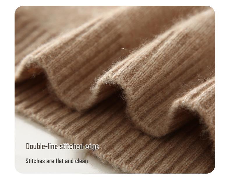 7-Gauge Double-Strand Ribbed Roll-Neck Women's Cashmere Sweater for Autumn/Winter