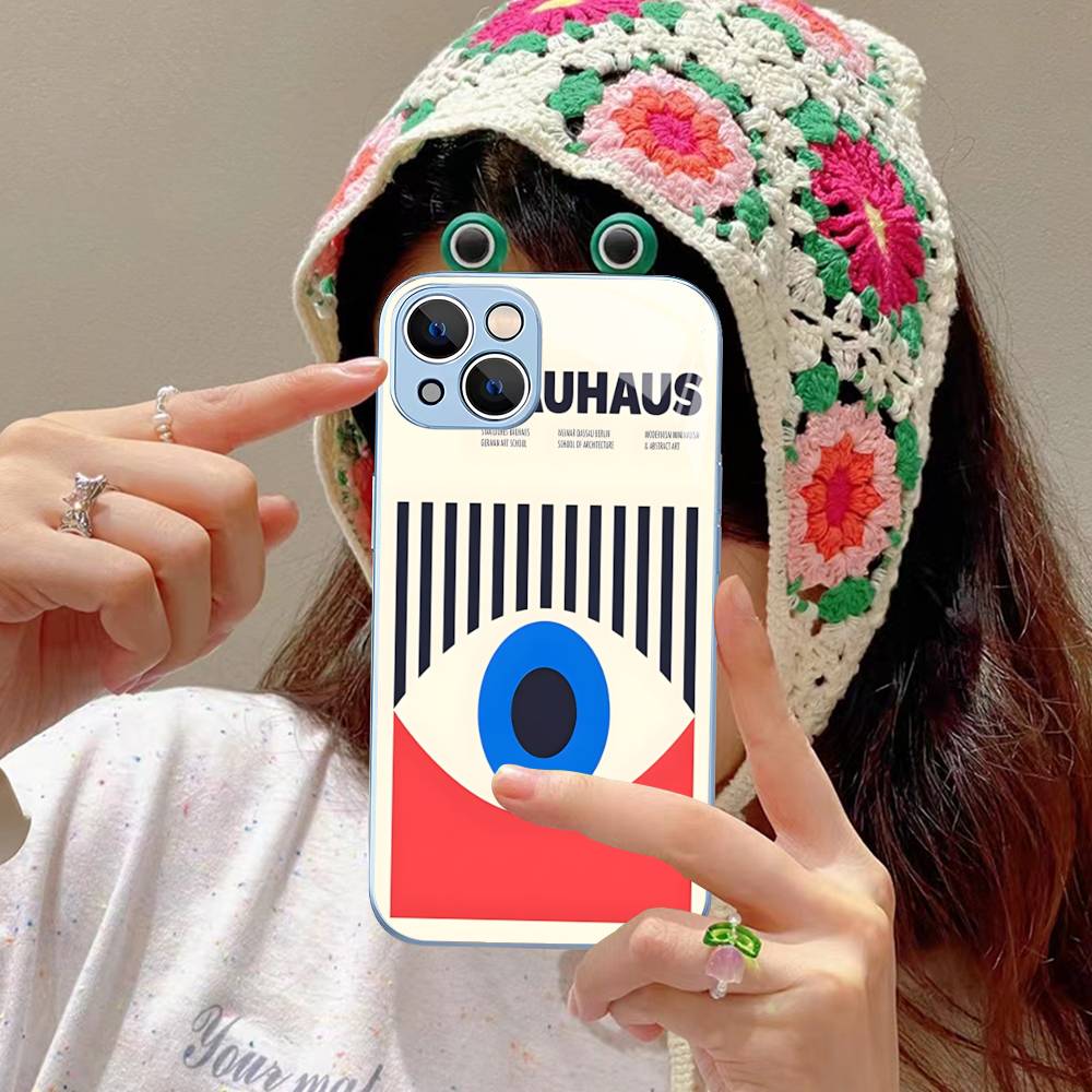 Abstract B-Bauhaus Geometric Art For IPhone 14 13 12 Mini 11 Pro XS Max X XR 14 Plus Tempered Glass Cover
