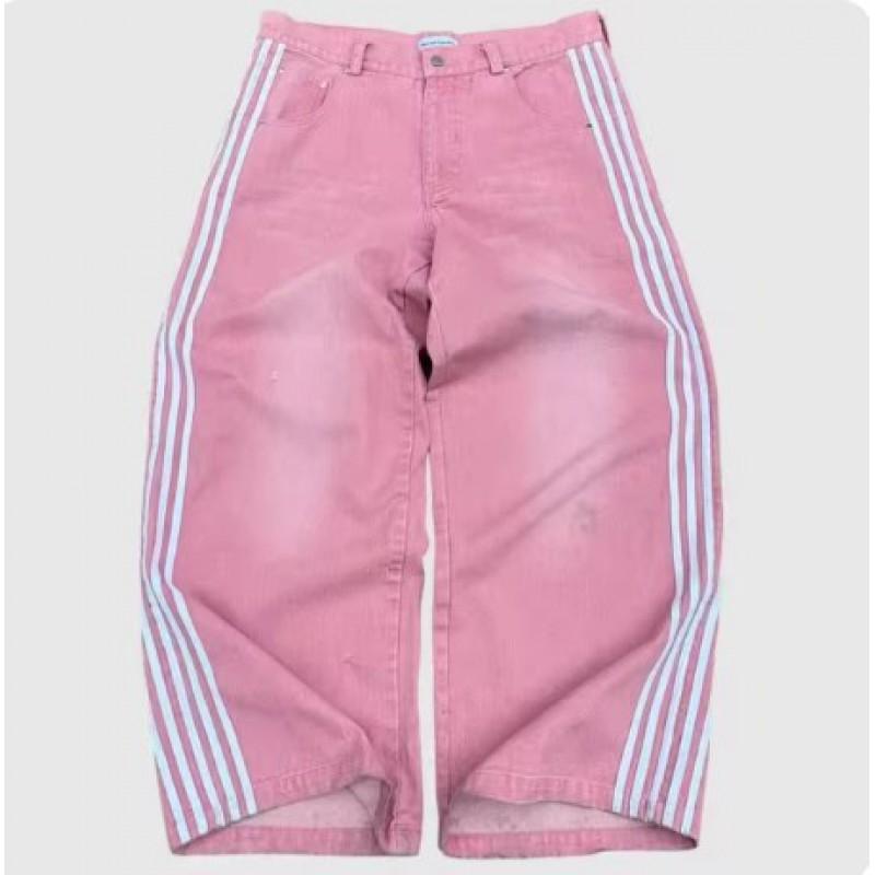 Womens Straight Leg Denim Jeans Vintage Streetwear Cotton Pants Mid-Rise Slim Fit Casual Trousers
