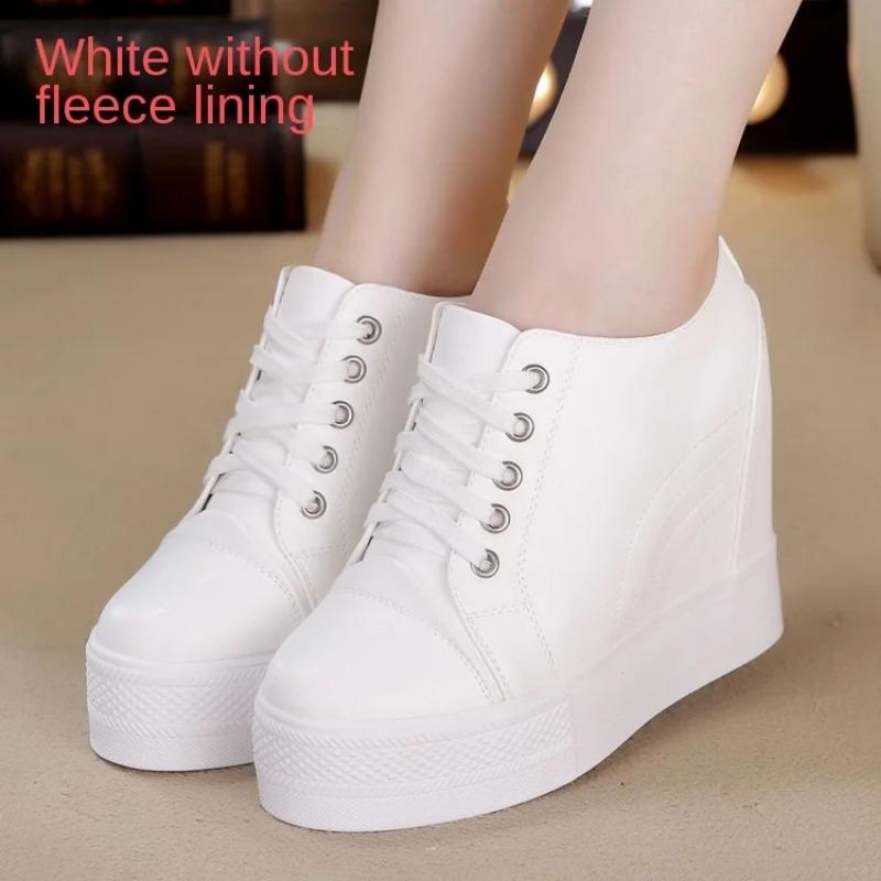 Mode Baskets compensées à plateforme 11CM Chaussures épaisses Cuir véritable pour femmes Chaussures d'été Chaussures de marche Printemps Automne Mode