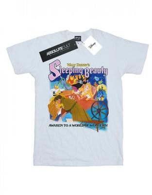 Camiseta Boyfriend de Algodão com Pôster Colagem da Bela Adormecida para Mulheres/Senhoras