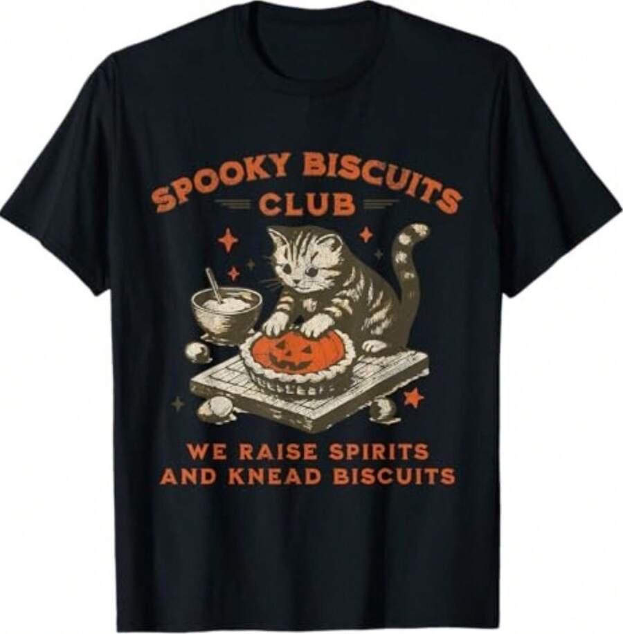 Halloween Baking Fun Cat Tee, Spooky Costume Design S