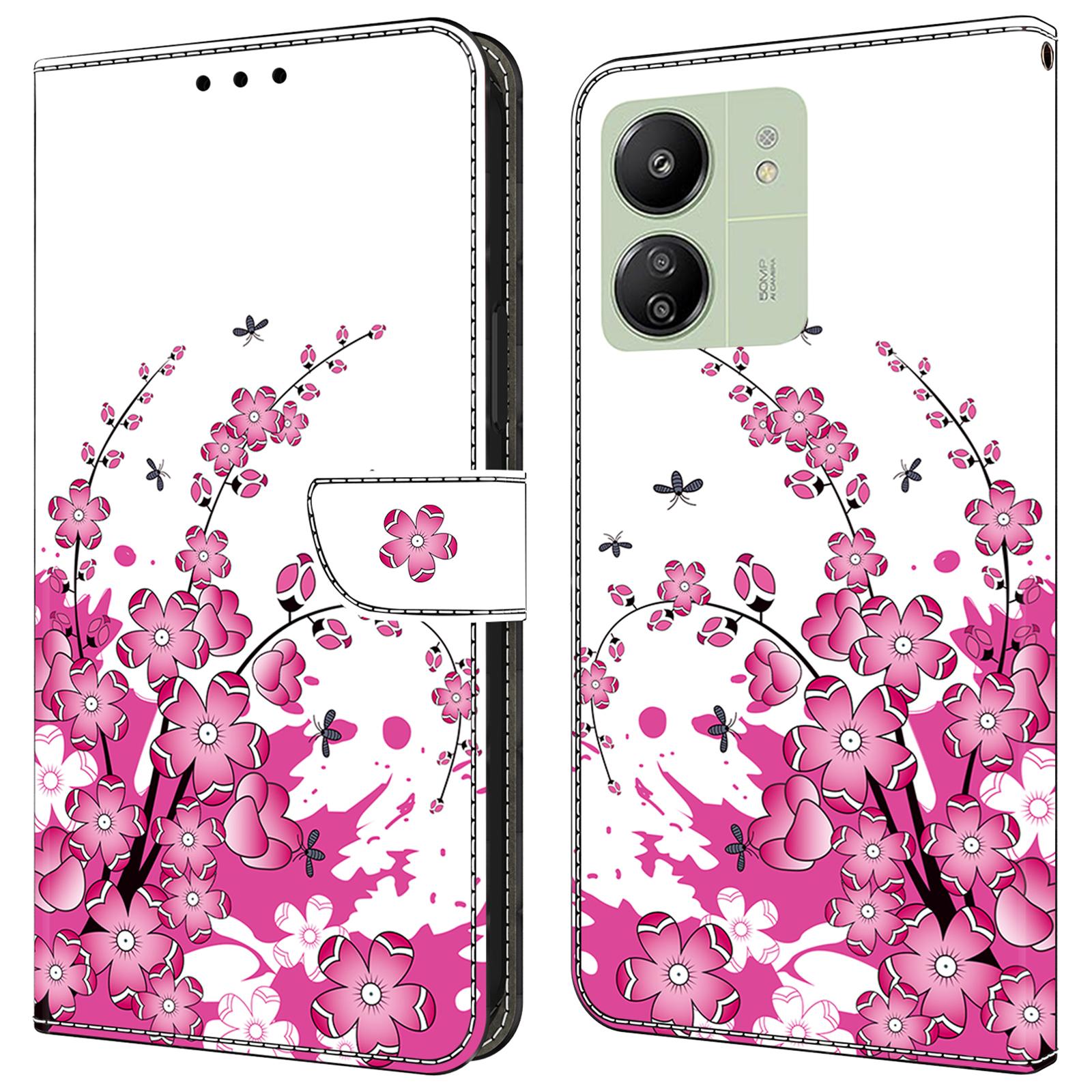 

Для Xiaomi Redmi 13C 4G/13C 5G/Poco C65 4G/Poco M6 5G/13R 5G Чехол с рисунком из ПУ кожи, слоты для карт/наличных, чехол для телефона Metal Flower