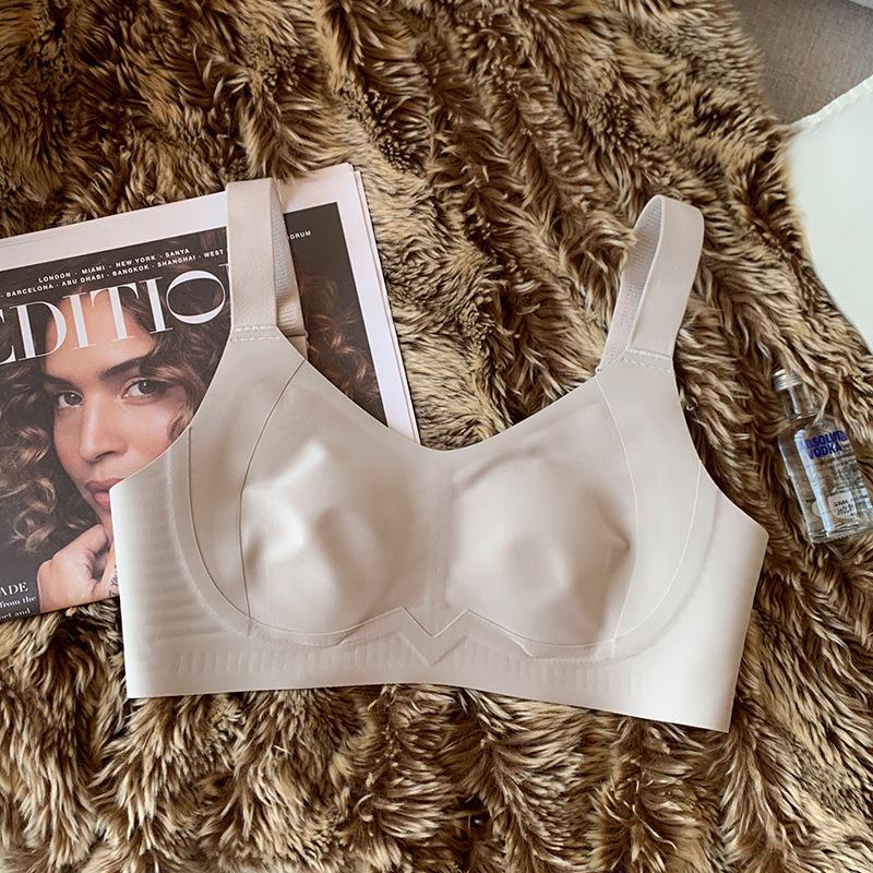 Thin Seamless Lingerie Women's Bra Without Underwire Rabbit Ear Cup Bra Breast Retraction Anti-sagging Large-sized Bra Push Up Bra