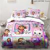 Gabby's Dollhouse Bedding Set Kawaii Bed Linen Set Single Double Size Home Decor For Girls Kids Cartoon Cute Cat Duvet Cover Set