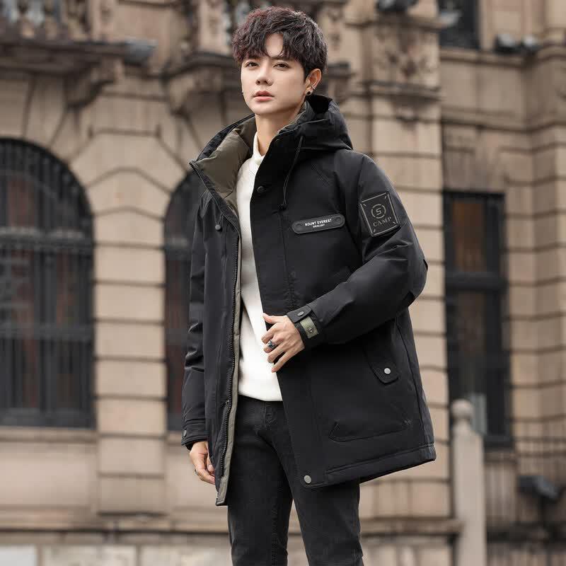Men's Mid-Length Hooded Down Jacket