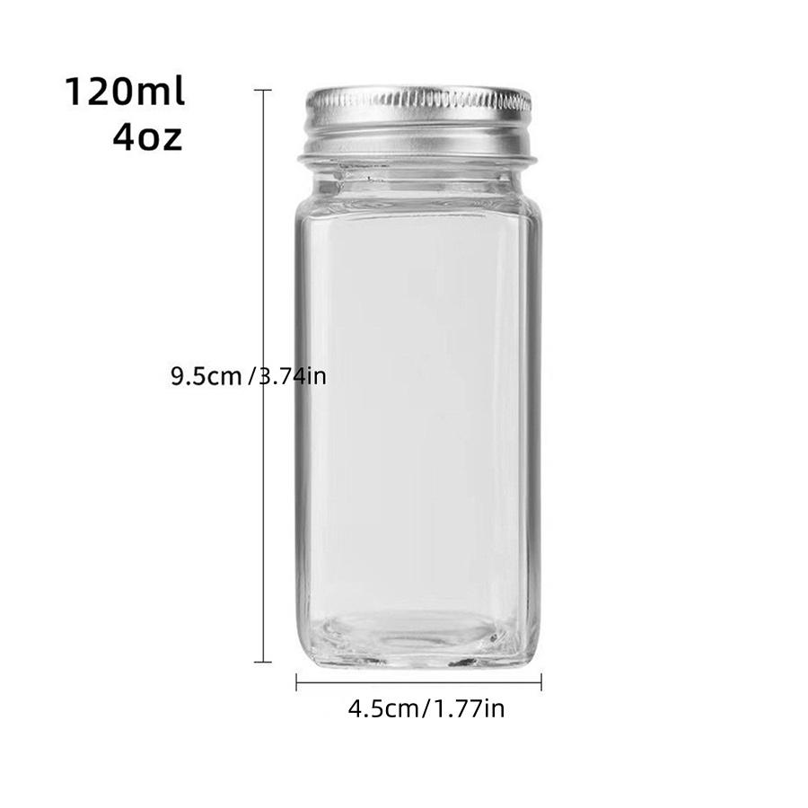 24 Pcs Spice Jars with Label Glass Spice Jars with Black Metal Caps Shaker Lids Funnel 4oz Seasoning Containers Bottles