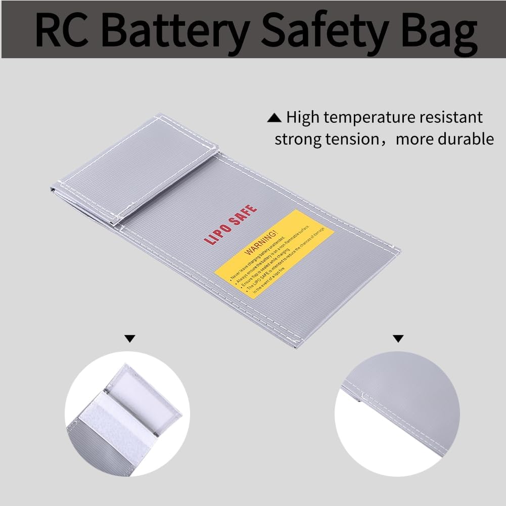 RC Battery Safety Bag – Fireproof and Explosion-Proof Lipo Charging Sack – Protective Storage Pouch 100x200mm