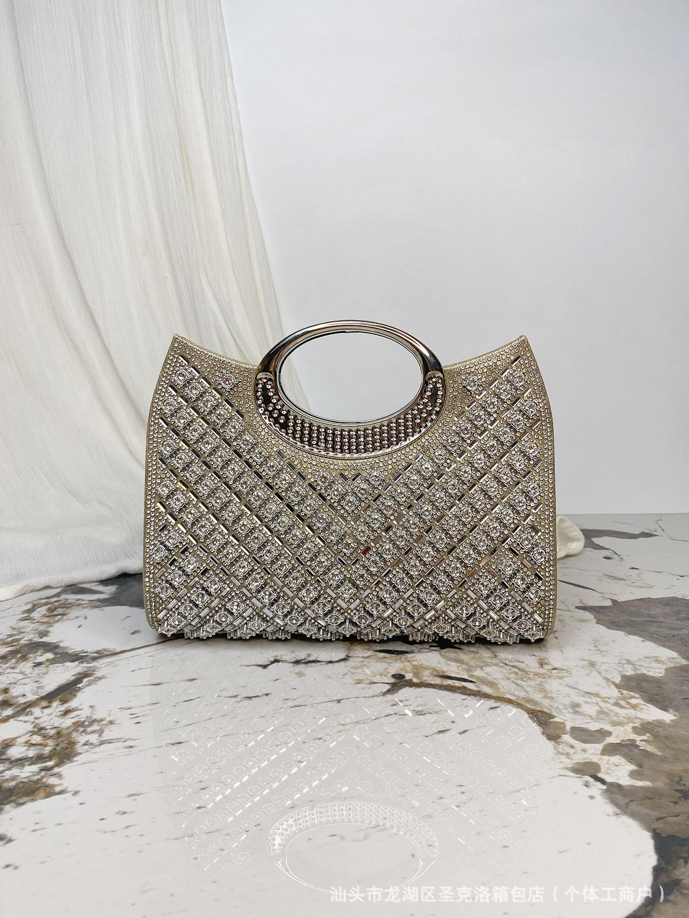 

2024 новая сумка, полная бриллиантов, сумка для ужина, высококачественная вечерняя сумочка со стразами, бриллиантовая сумочка в руке, свадебная сумочка с пайетками, Xiyin 22*18*6