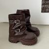 Black retro British style thick-soled thick-heeled Martin boots women's 2025 new autumn height-increasing and thin trousers short boots